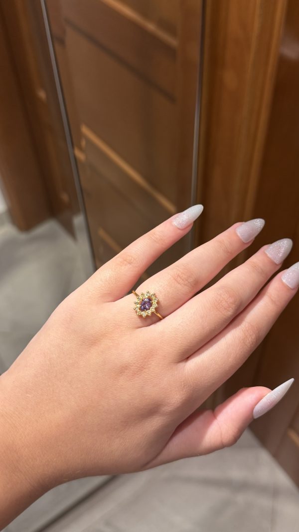 Bague marquise violette ajustable ✨