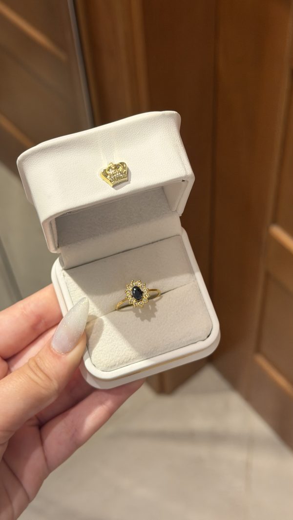 Bague marquise noire ajustable ✨