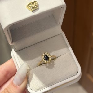 Bague marquise noire ajustable ✨