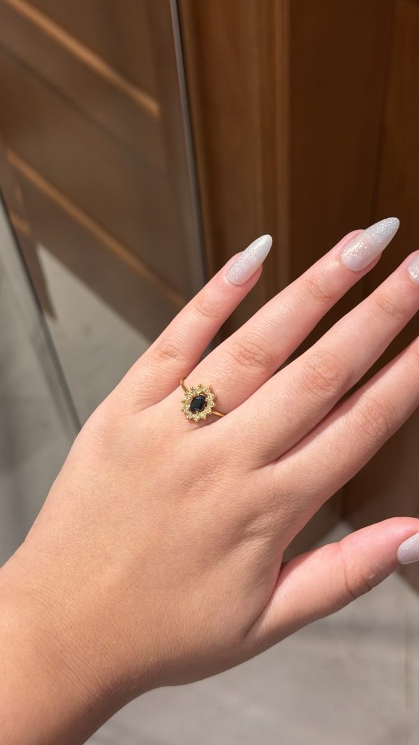 Bague marquise noire ajustable ✨